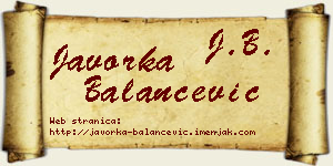Javorka Balančević vizit kartica
